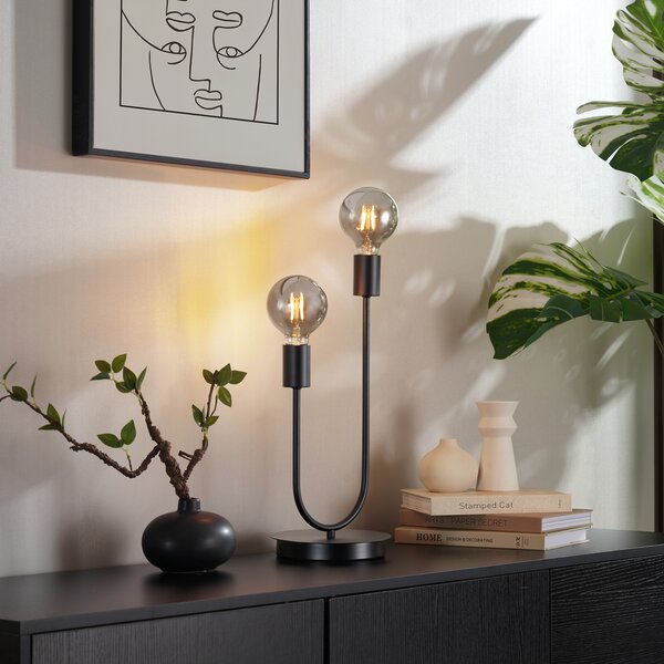 Lampa stołowa Art Deco czarna 2-źródła światła - Tuning