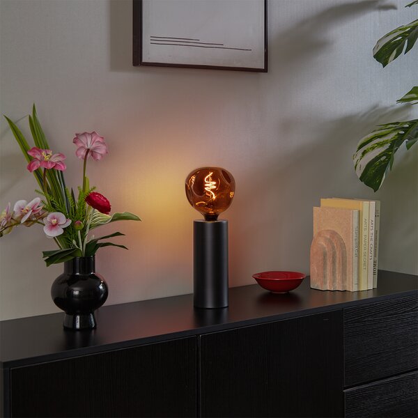 Nowoczesna lampa stołowa czarna 24 cm - Cylinder