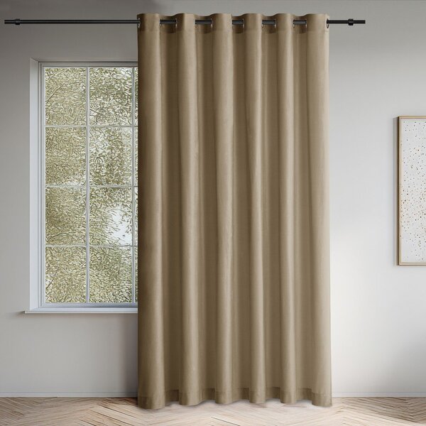 Beżowa aksamitna zasłona częściowo zaciemniająca (dimout) 200x270 cm Velto – Filumi