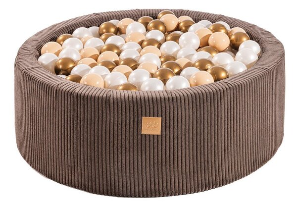 Brązowy sztruksowy basen z kulkami ø 90x30 cm Montessori – Meowbaby