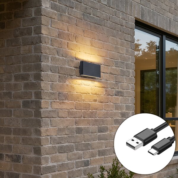 Lampa ścienna czarna magnetyczna z możliwością ładowania LED - Batt