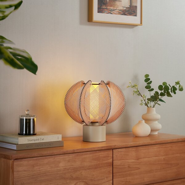 Lampa stołowa Japandi beżowa 32 cm - Gertie