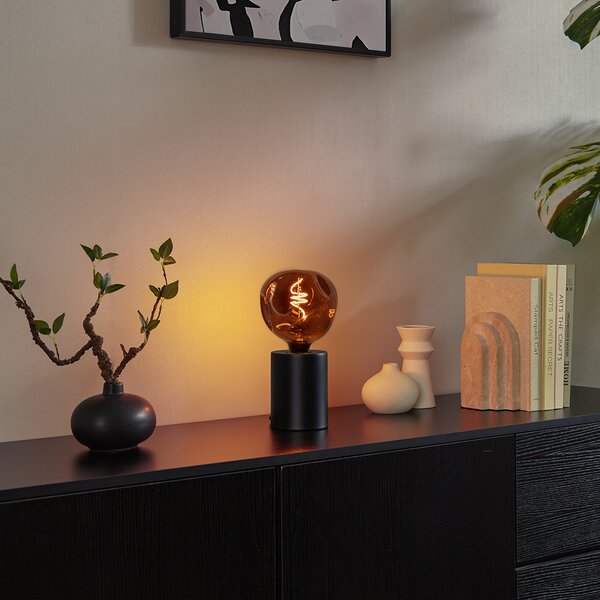 Nowoczesna lampa stołowa czarna 13 cm - Cylinder