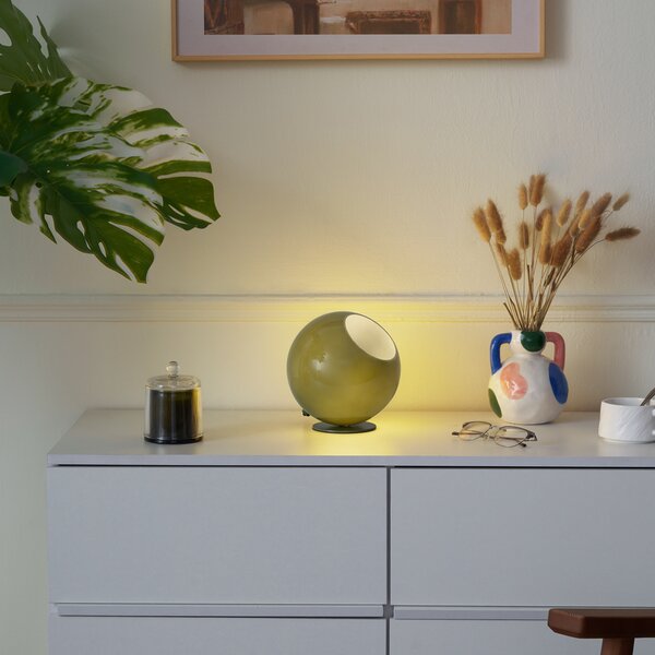 Lampa stołowa w stylu retro zielona ze szkłem - Mabel