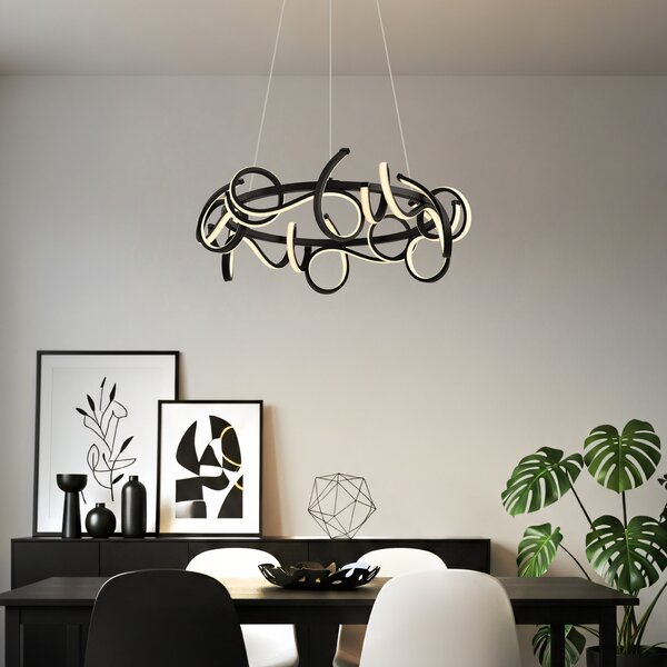 Designerska lampa wisząca czarna okrągła z 3-stopniowym ściemnianiem - Krisscross