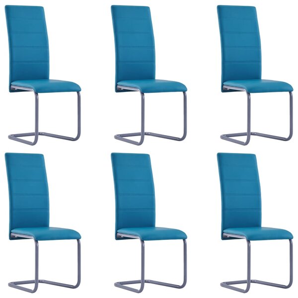 Krzesła stołowe, wspornikowe 6 szt., niebieskie, sztuczna skóra