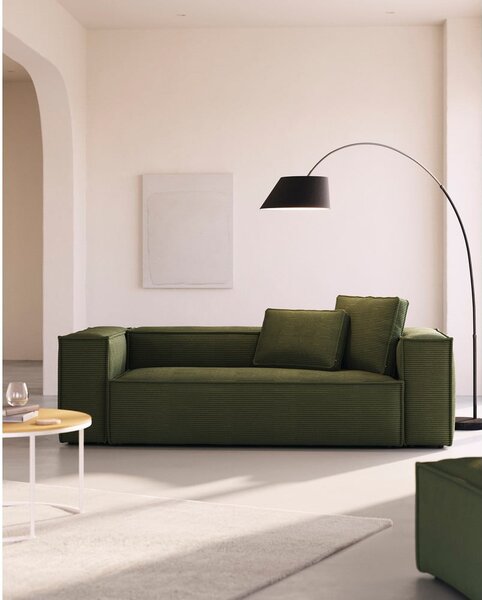 Zielona sztruksowa sofa 240 cm Blok – Kave Home