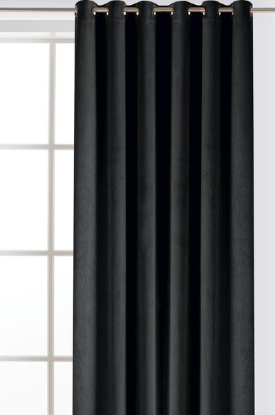 Czarna aksamitna zasłona częściowo zaciemniająca (dimout) 400x225 cm Velto – Filumi