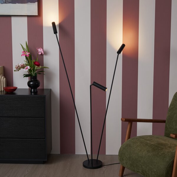 Nowoczesna lampa podłogowa czarna 3-źródła światła GU10 35mm - Thomas