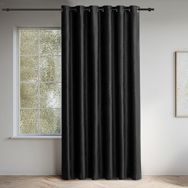 Czarna aksamitna zasłona częściowo zaciemniająca (dimout) 400x225 cm Velto – Filumi