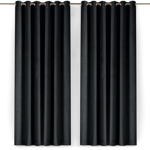 Czarna aksamitna zasłona częściowo zaciemniająca (dimout) 400x225 cm Velto – Filumi