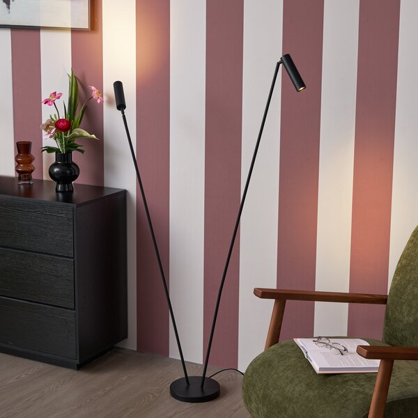 Nowoczesna lampa podłogowa czarna 2-źródła światła GU10 35mm - Thomas