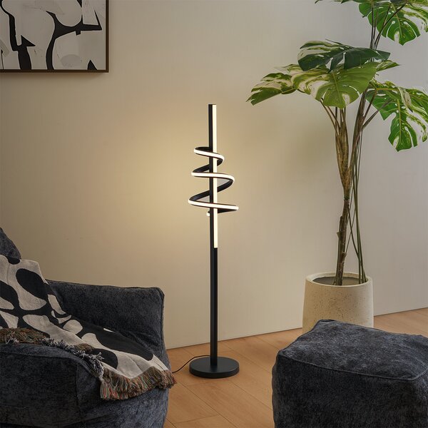 Designerska lampa podłogowa czarna z możliwością ściemniania LED i 3-stopniowym przełącznikiem - Rolla