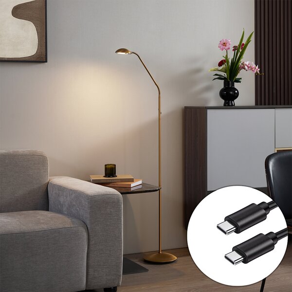 Nowoczesna lampa podłogowa brązowa z LED, 3-stopniowa, ściemnialna, ładowalna - Waldorf