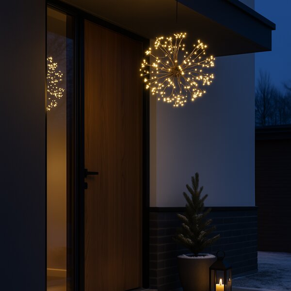 Świąteczna lampa wisząca kula czarna 40 cm z LED i timerem IP44 - Nobu