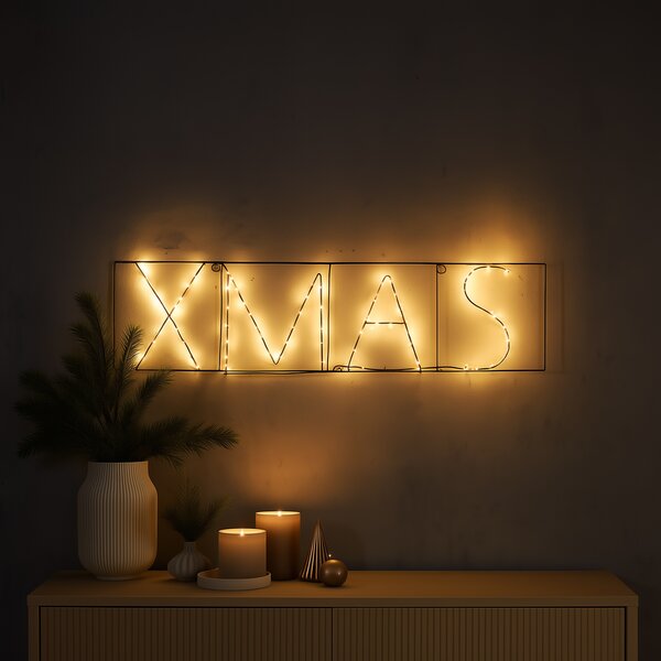 Świąteczna lampa ścienna czarna XMAS z LED z timerem IP44 - Yoro