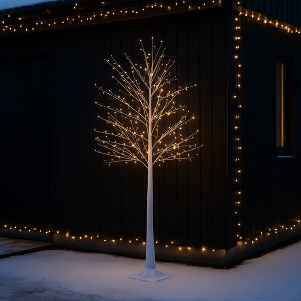 Świąteczna lampa podłogowa białe drzewko 180 cm z diodami LED i timerem IP44 - Ki