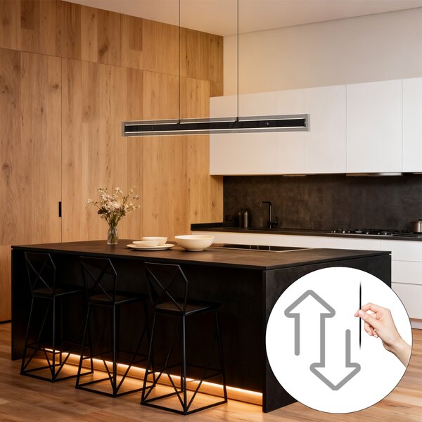 Nowoczesna lampa wisząca czarna ze szkłem dymnym z LED Easylift - Catch