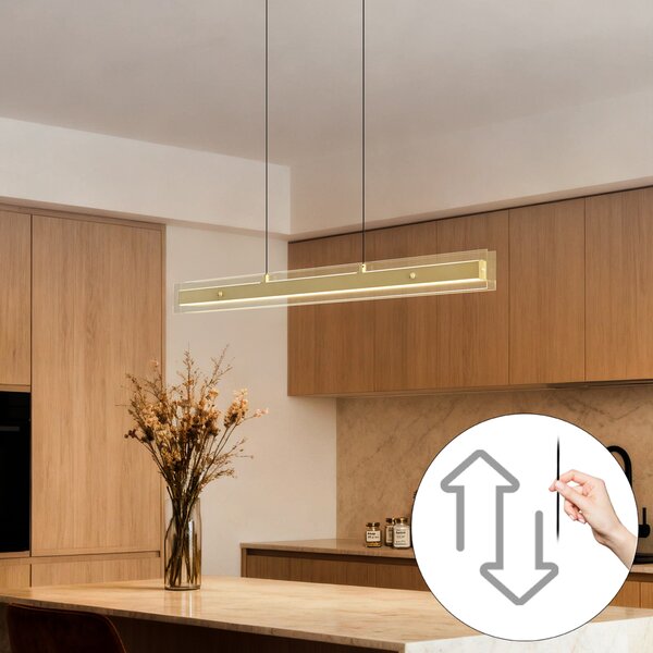 Nowoczesna lampa wisząca mosiężna z przezroczystym szkłem z LED Easylift - Catch
