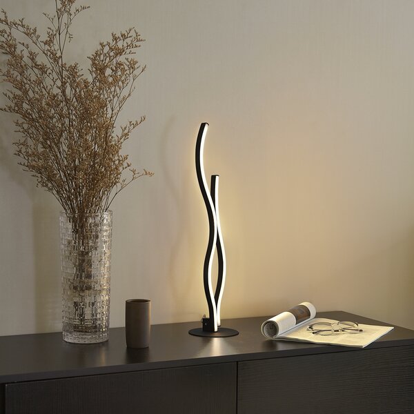 Designerska lampa stołowa czarna z LED z możliwością ściemniania - Ying