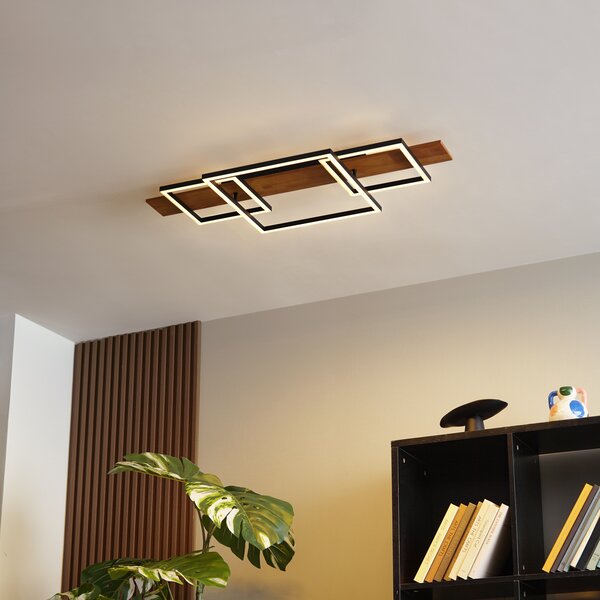 Designerska lampa sufitowa czarna kwadratowa z LED z 3-stopniową regulacją ściemniania - Nimue