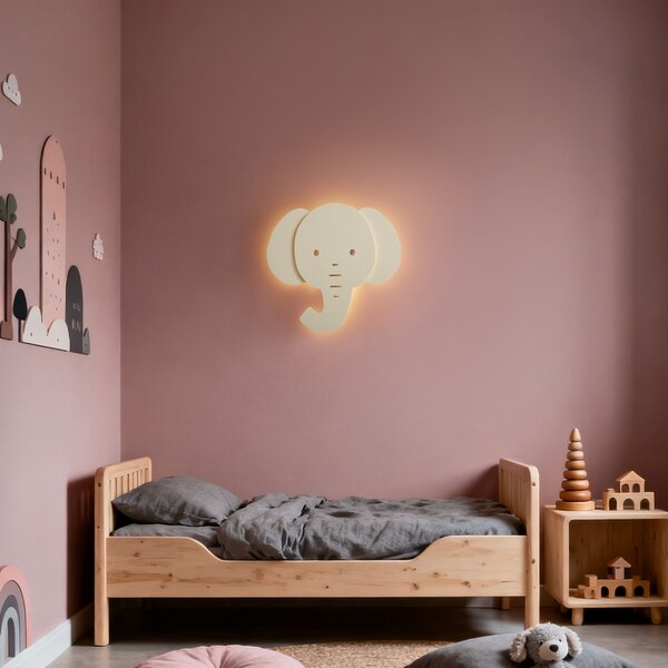 Dziecięca lampa ścienna beżowa z LED z 3-stopniowym ściemnianiem - Ellie the Elephant