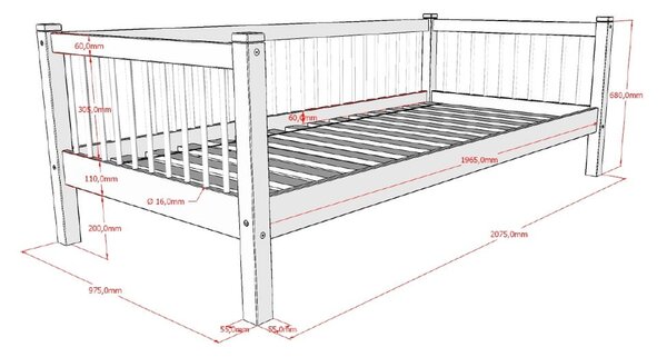 Łóżko dziecięce z litego drewna dębowego z wysuwanym łóżkiem i schowkiem 90x200 cm Forrest – Vipack