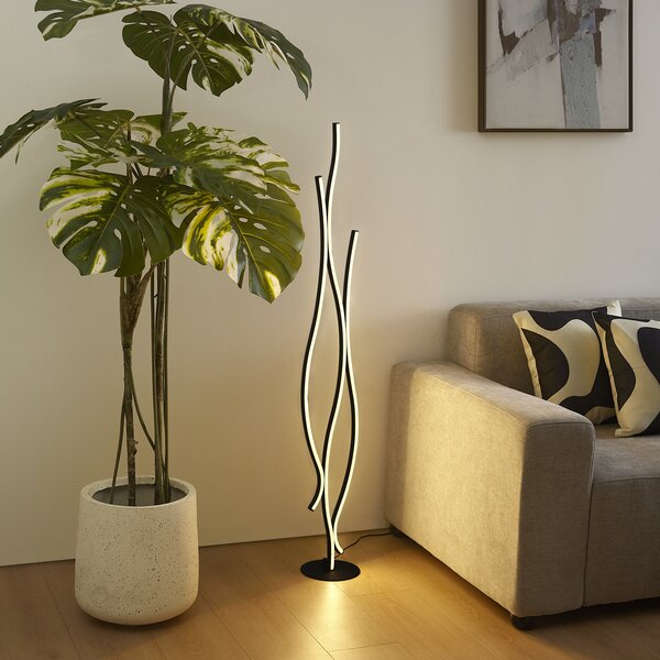 Designerska lampa podłogowa czarna z możliwością ściemniania LED - Ying