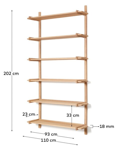 Modułowy system półek z litego drewna dębowego 110x202 cm Sitra – Kave Home