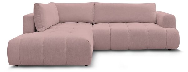 Różowy rozkładany/ze schowkiem narożnik (lewostronny/w kształcie litery L) Fuji – Bobochic Paris