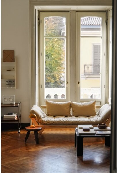 Sofa rozkładana z jasnobeżowym pokryciem Karup Design Bebop Natural