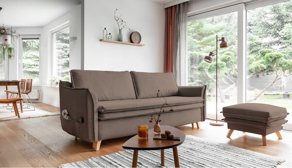 Jasnobrązowa rozkładana sofa 225 cm Charming Charlie – Miuform