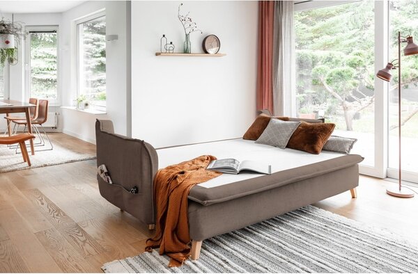Jasnobrązowa rozkładana sofa 225 cm Charming Charlie – Miuform