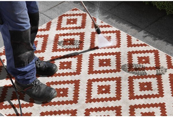 Brązowo-kremowy chodnik odpowiedni na zewnątrz NORTHRUGS Malta, 80x250 cm
