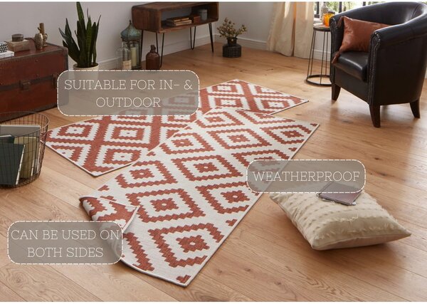Brązowo-kremowy chodnik odpowiedni na zewnątrz NORTHRUGS Malta, 80x250 cm