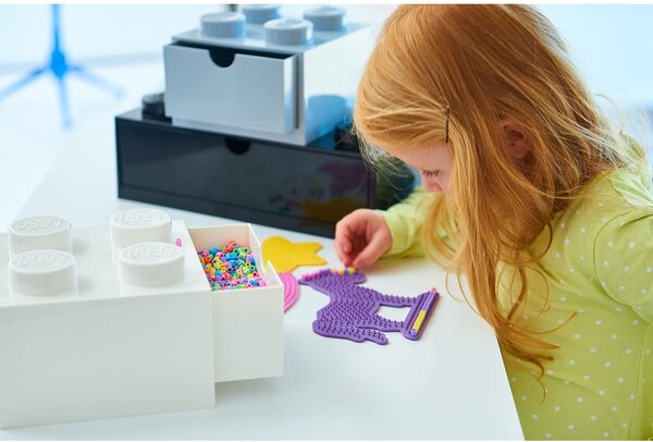 Szara skrzynka na biurko z szufladą Brick - LEGO®