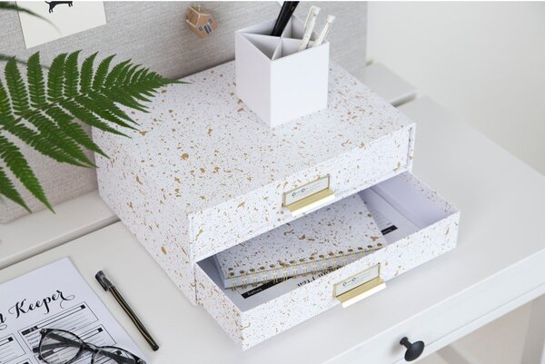 Organizer z 2 szufladkami w biało-złotym kolorze Bigso Box of Sweden Birger