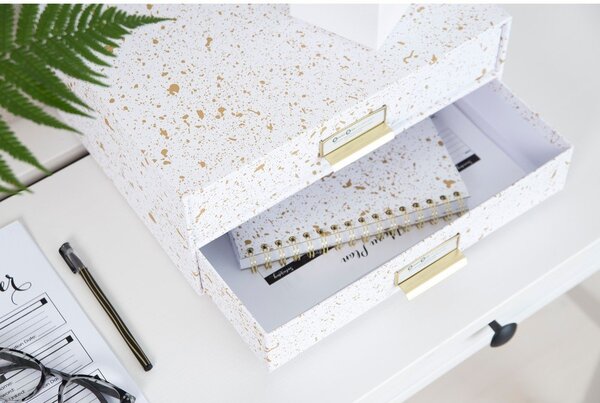 Organizer z 2 szufladkami w biało-złotym kolorze Bigso Box of Sweden Birger