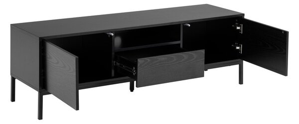 Czarna szafka pod TV w dekorze jesionu 140x45 cm Seaford – Actona