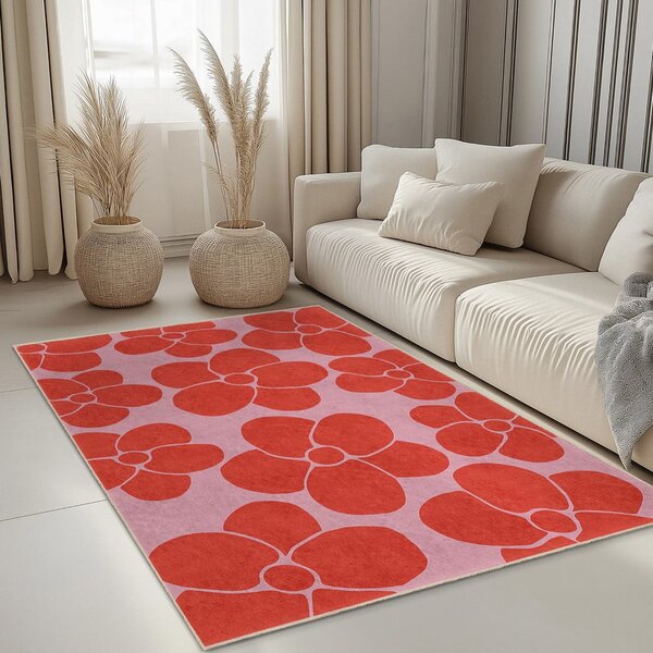 Czerwono-różowy dywan odpowiedni do prania 80x150 cm Poppy Fields – Mila Home