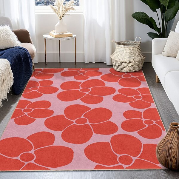 Czerwono-różowy dywan odpowiedni do prania 80x150 cm Poppy Fields – Mila Home
