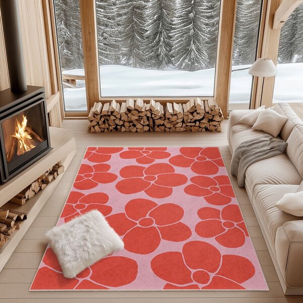 Czerwono-różowy dywan odpowiedni do prania 80x150 cm Poppy Fields – Mila Home