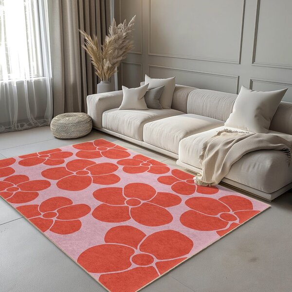 Czerwono-różowy dywan odpowiedni do prania 80x150 cm Poppy Fields – Mila Home