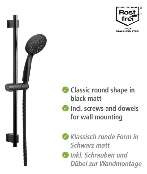 Czarny zestaw prysznicowy ze stali nierdzewnej 66 cm Young – Wenko