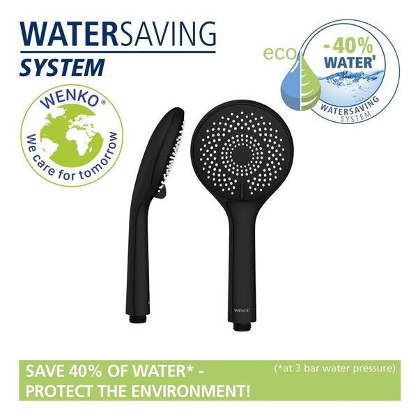 Czarny zestaw prysznicowy ze stali nierdzewnej 70 cm Water Saving – Wenko