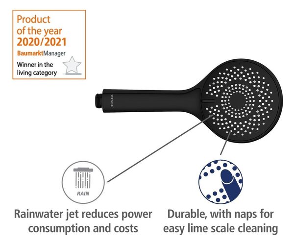 Czarny zestaw prysznicowy ze stali nierdzewnej 70 cm Water Saving – Wenko