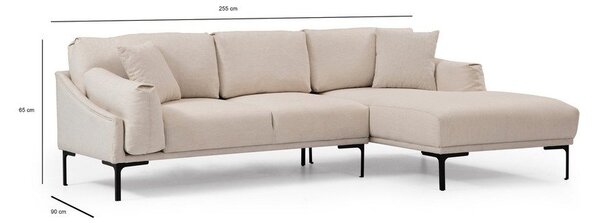 Jasnobeżowa sofa narożna Artie Leo, narożnik prawy