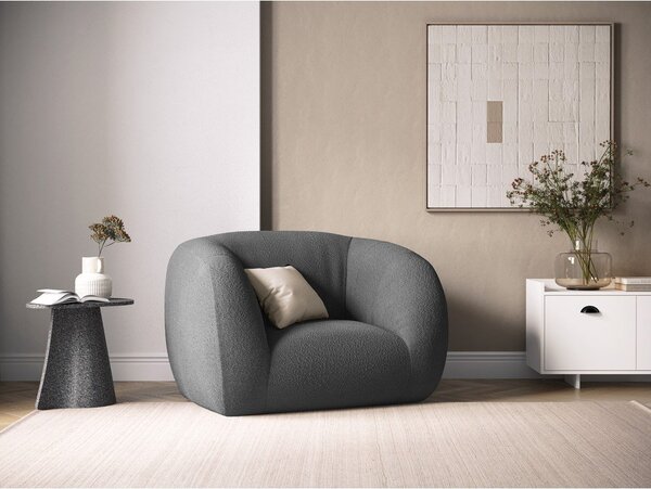 Szary fotel z materiału bouclé Essen – Cosmopolitan Design