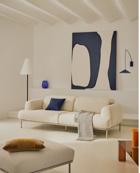 Beżowy podnóżek z materiału bouclé Aurum – Kave Home
