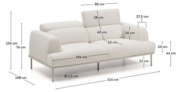 Beżowa częściowo rozkładana sofa z tkaniny szenilowej 214 cm Aurum – Kave Home